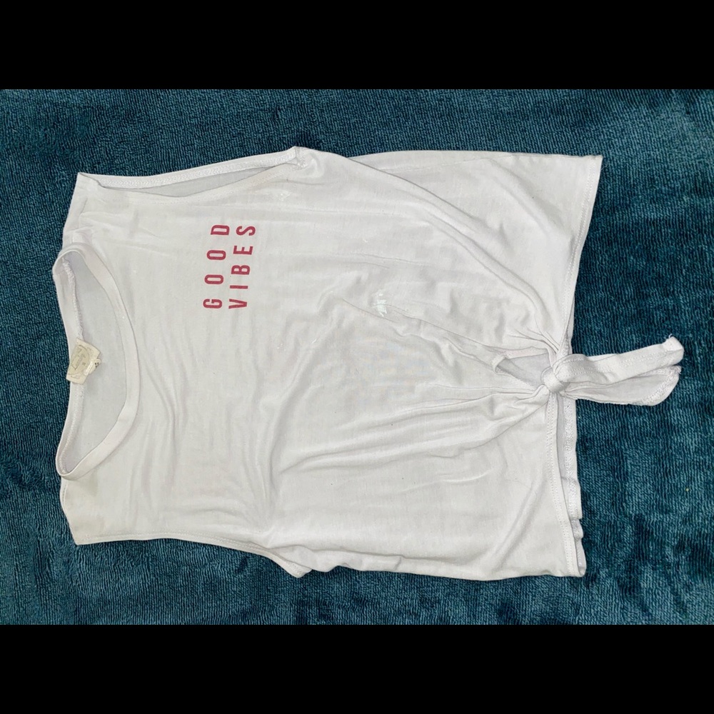 Good vibes front tie/muscle shirt